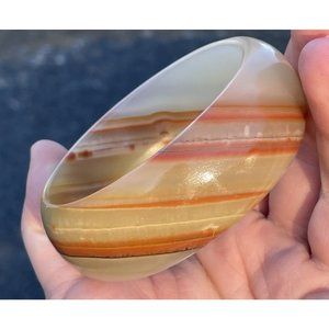 Vintage Mid-Century Modern Alabaster Stone Bangle Bracelet Jewelry 20th C.